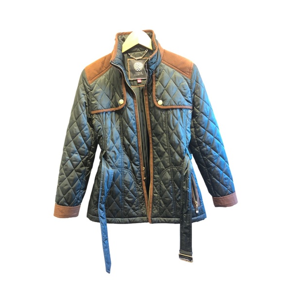 Vince Camuto Quilted Army Green & Brown Jacket Size Small - Picture 3 of 7